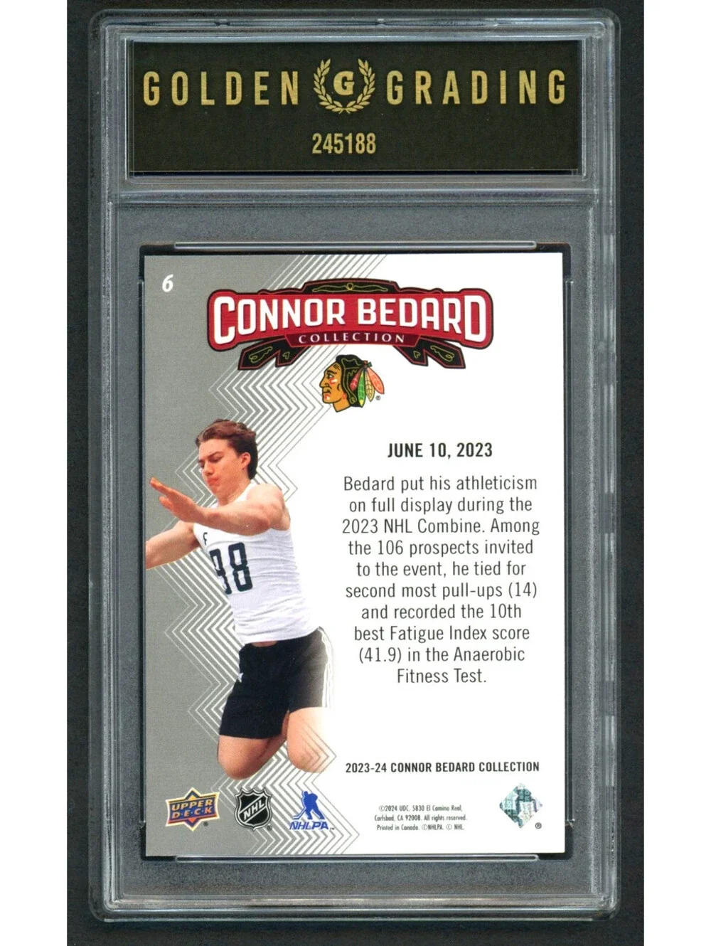 2023-24 Upper Deck CB Collection #6 Connor Bedard Rookie Card (RC) Gem Mint 10